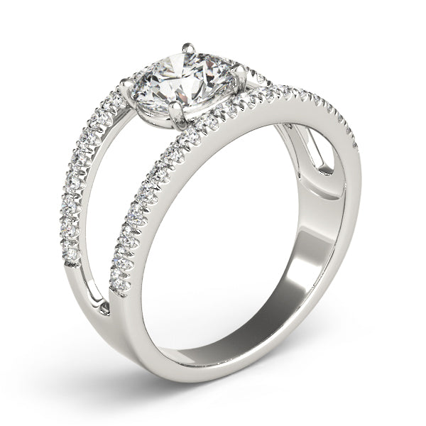 Rayon Multirow Engagement Ring in Round White Gold