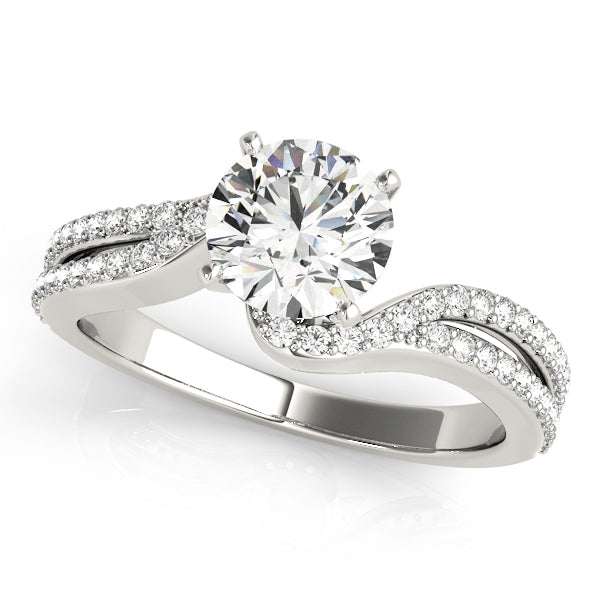 Siant Twisted Pave Engagement Ring in Round White Gold