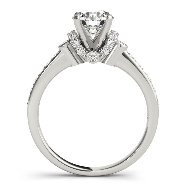 Gazy Pave Engagement Ring in Round White Gold