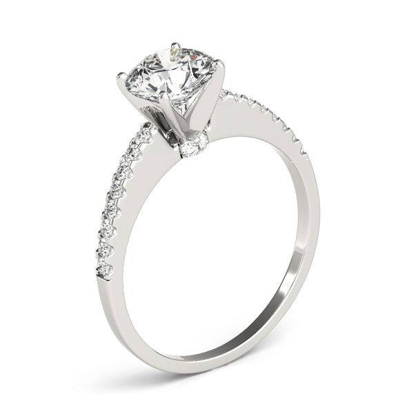 Reyna High Set Pave Engagement Ring in Round White Gold
