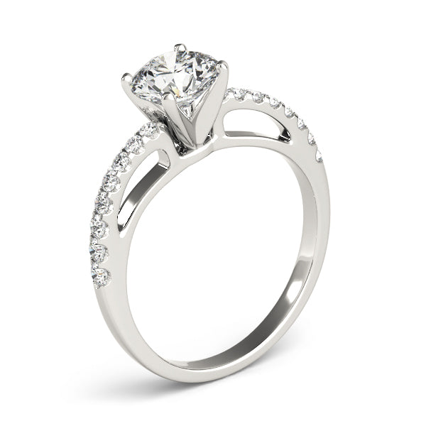 Bo Pave High Set Engagement Ring in Round White Gold