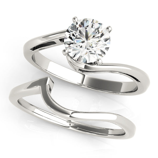 Azra Twisted Solitaire Engagement Ring in Round White Gold