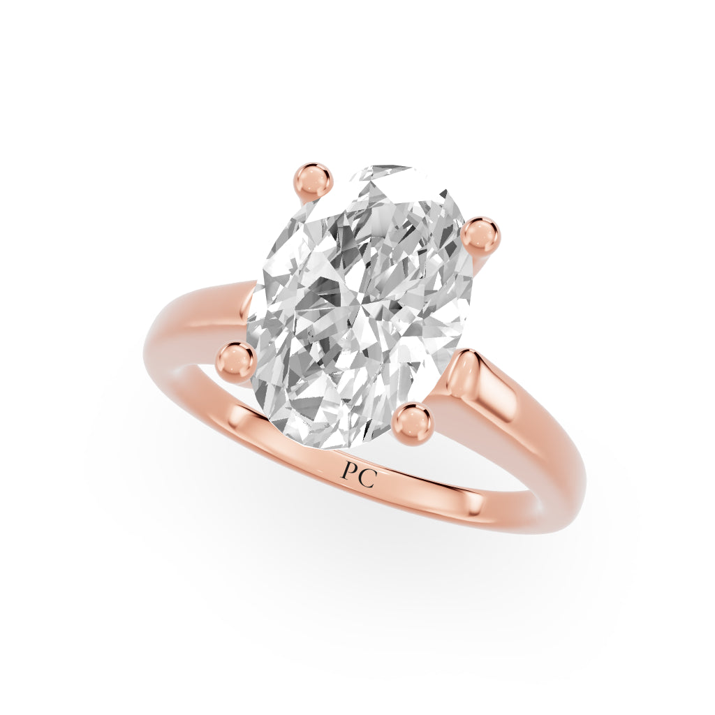Grandeur Solitaire Engagement Rings in Oval Rose Gold
