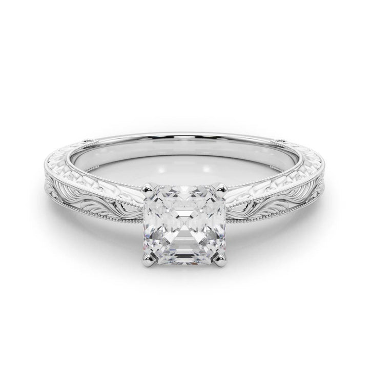 Samira Vintage Engagement Ring in Round White Gold