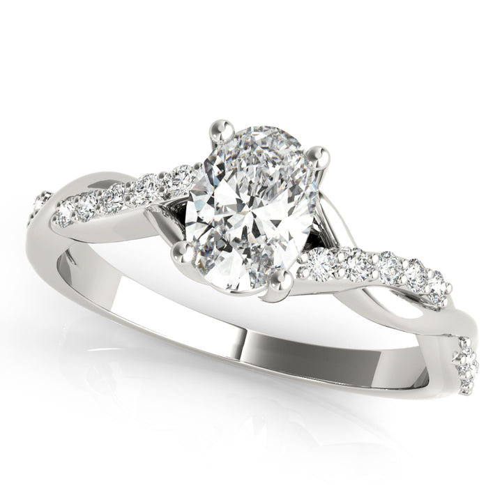 Auro Twisted Pave Engagement Ring in Round White Gold