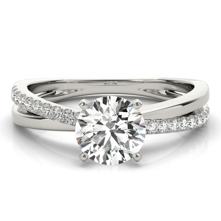 October Twisted Pave Engagement Ring in Round White Gold