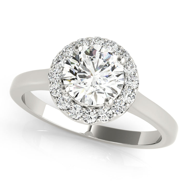 Raya Halo Engagement Ring in Round White Gold