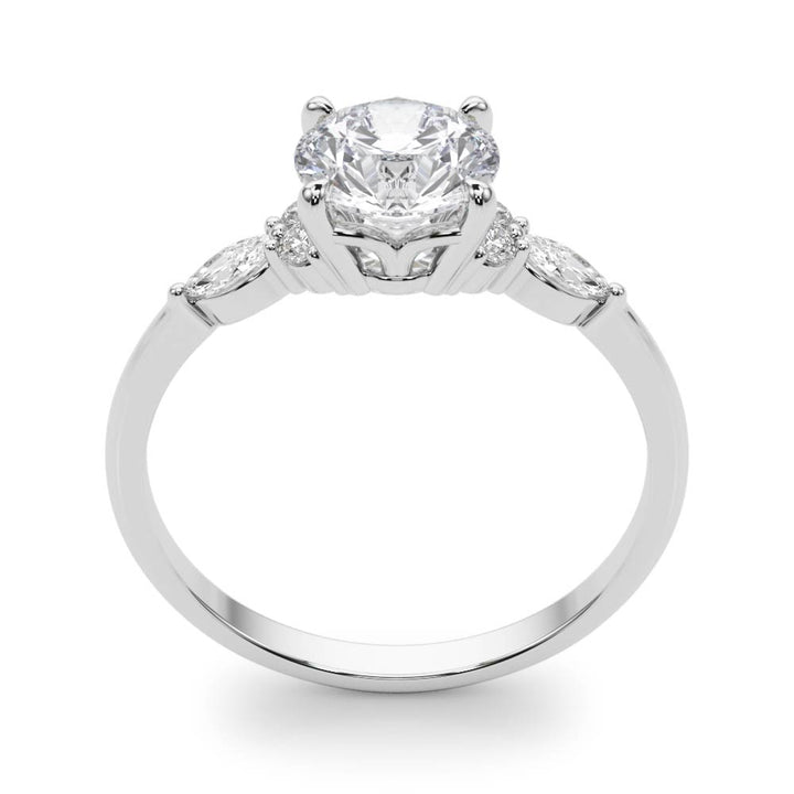 Larry Three Stone Engagement Ring in Round White Gold
