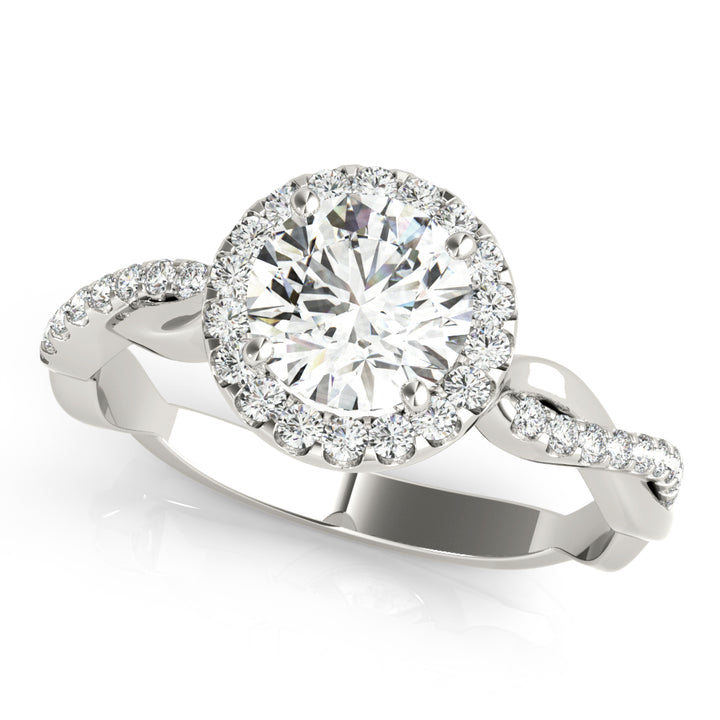 Lary Halo With Twisted Shank Engagement Ring