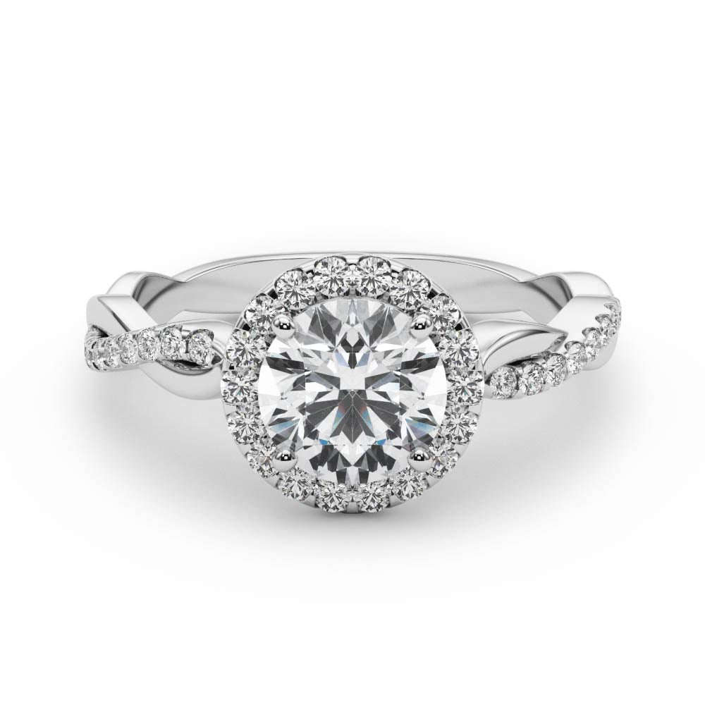 Lary Halo With Twisted Shank Engagement Ring