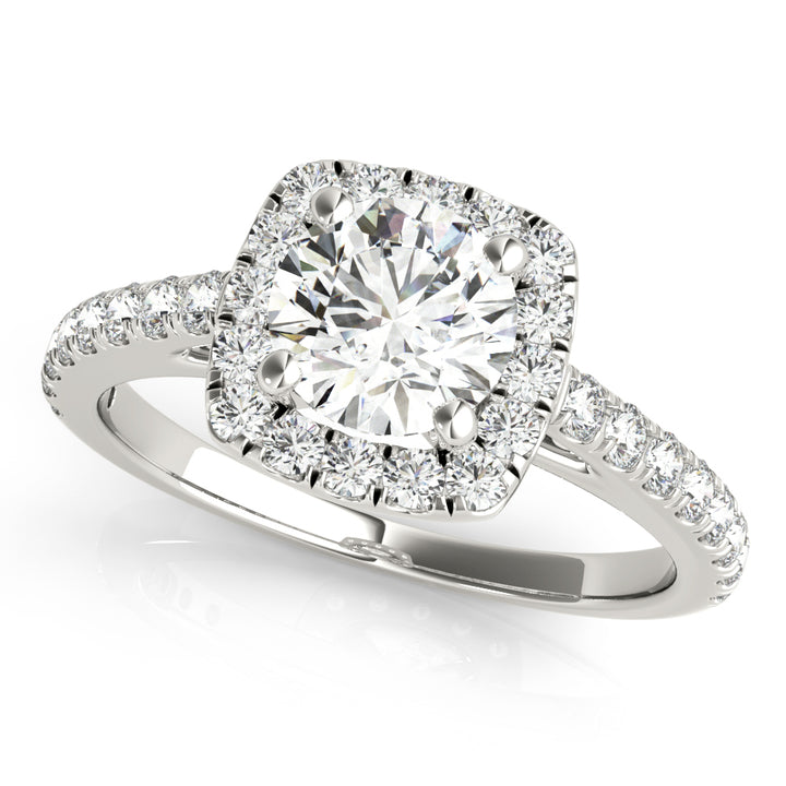 Bella Cathedral Halo Engagement Ring in Round White Gold