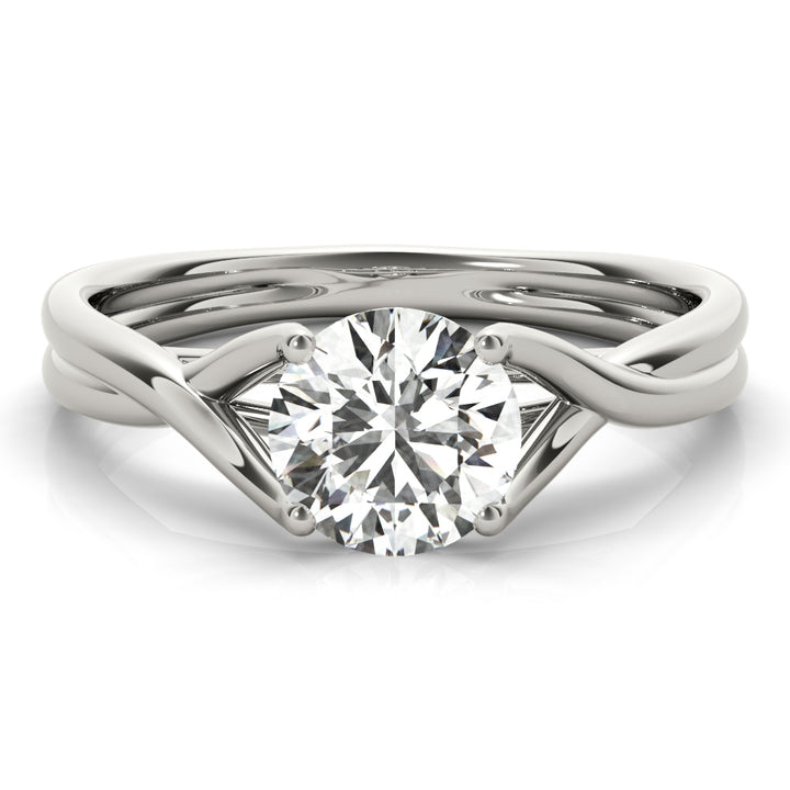 Adelle Criss Cross Solitaire Engagement Ring in Round White Gold