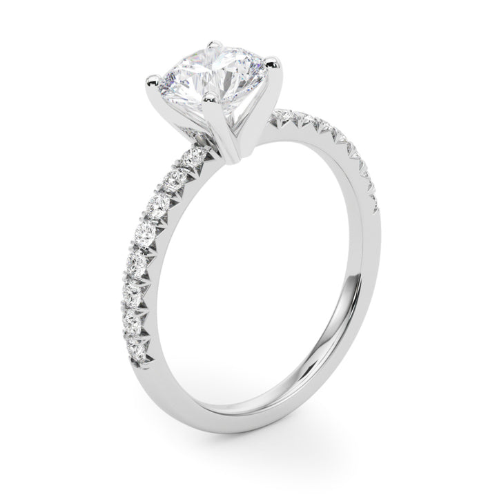 Estelle Pave Engagement Ring in Round White Gold