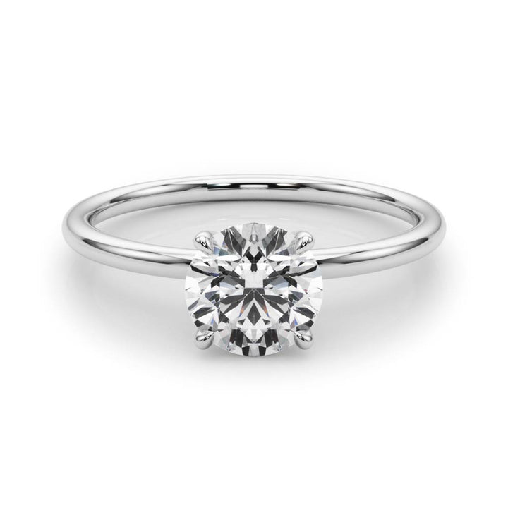 Celia Basket Solitaire Engagement Ring in Round White Gold