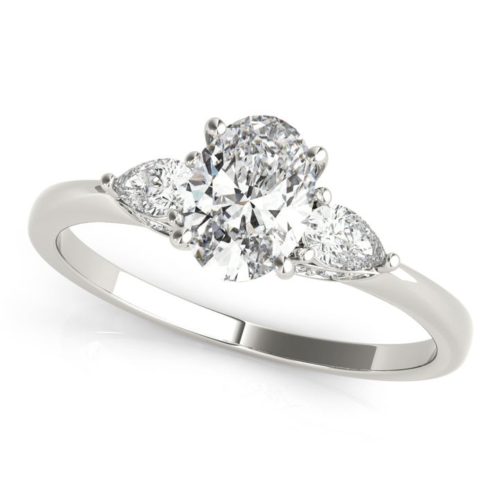 Rony Trillion Hidden Halo Engagement Ring in Oval White Gold