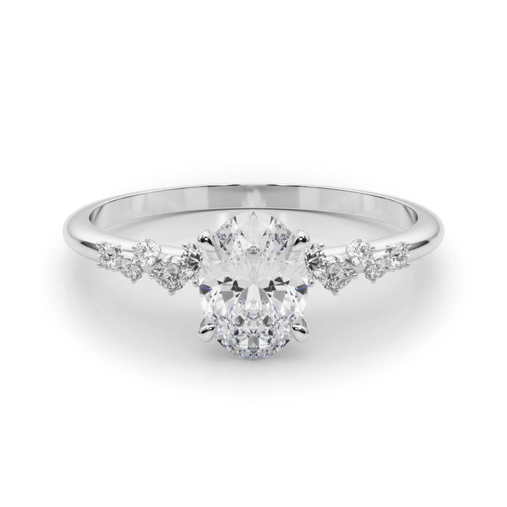 Kyla Side Stone Engagement Ring in White Gold