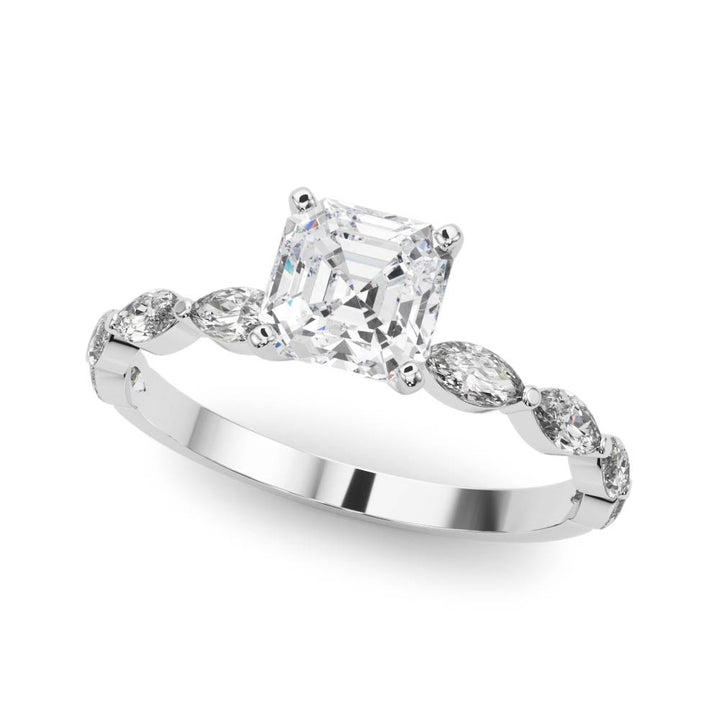 Yacht Marquise Pave Side Stone Engagement Ring