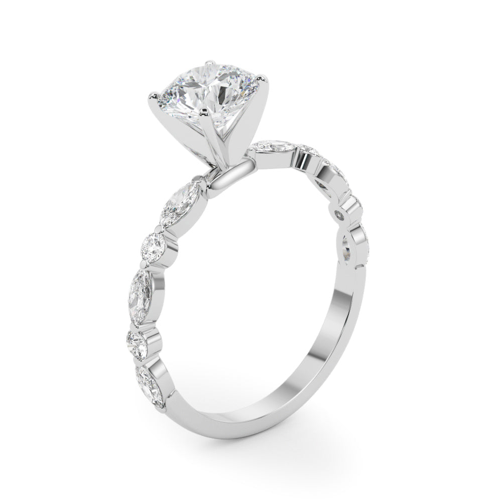 Yatch Marquise Pave Side Stone Engagement Ring