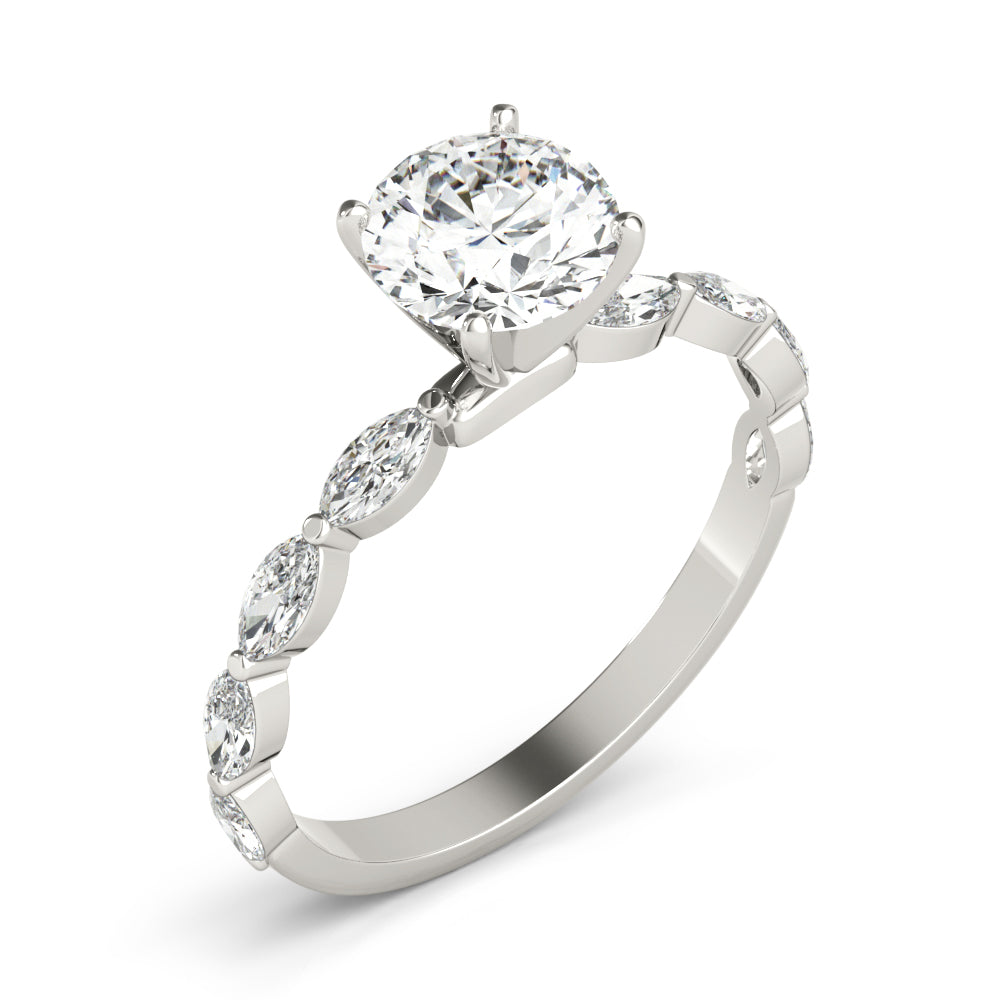 Yatch Marquise Pave Side Stone Engagement Ring