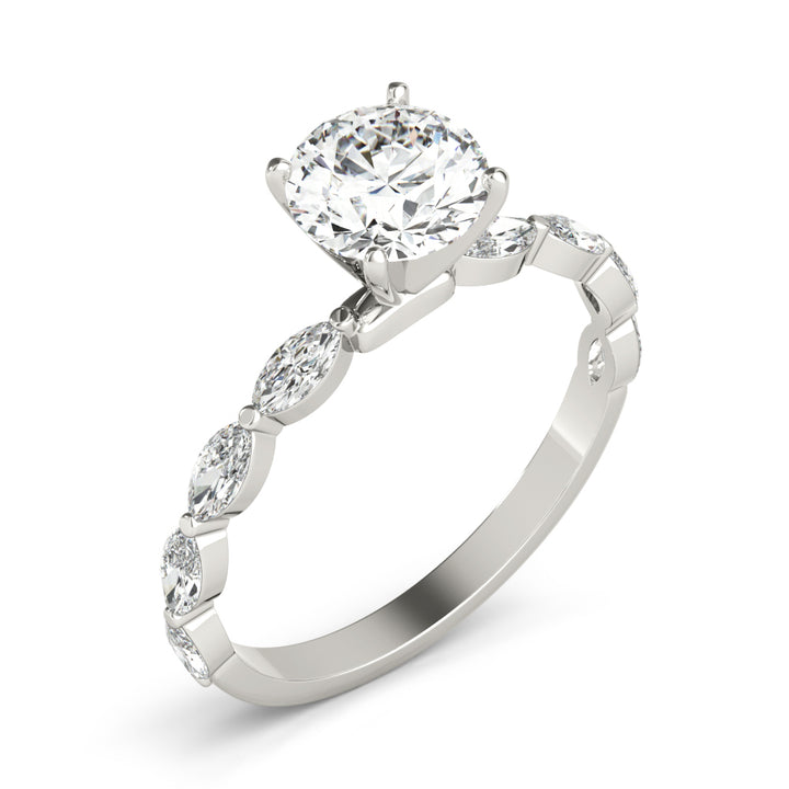 Yatch Marquise Pave Side Stone Engagement Ring