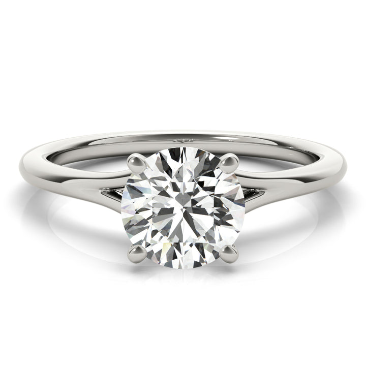 Hana Criss Cross Solitaire Engagement Ring in Round White Gold