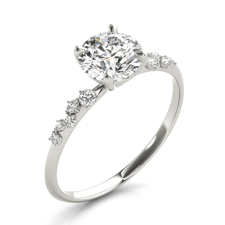 Paloma Side Stone Engagement Ring in Round White Gold