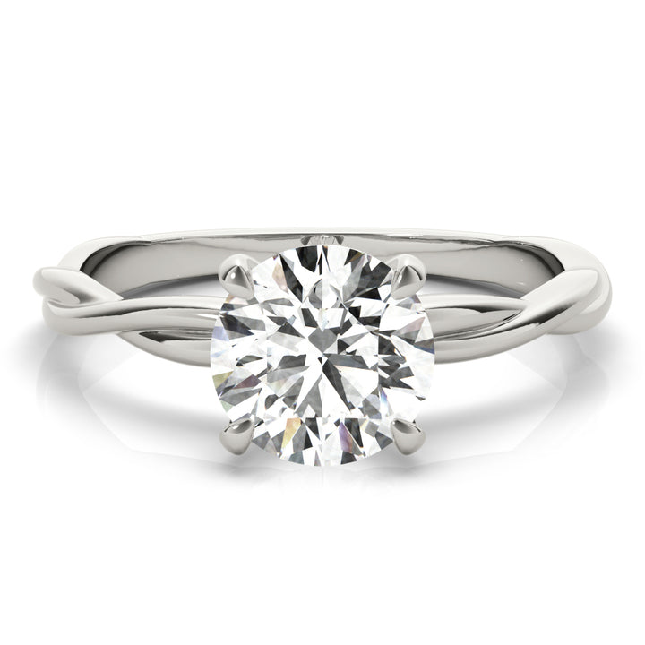 Rose Twisted Solitaire Engagement Ring in Round White Gold
