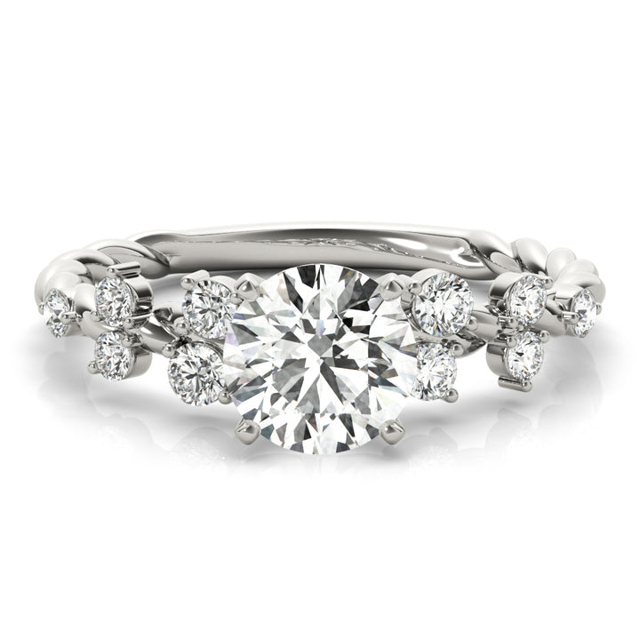 Elosie Twisted Side Stone Engagement Ring in Round White Gold