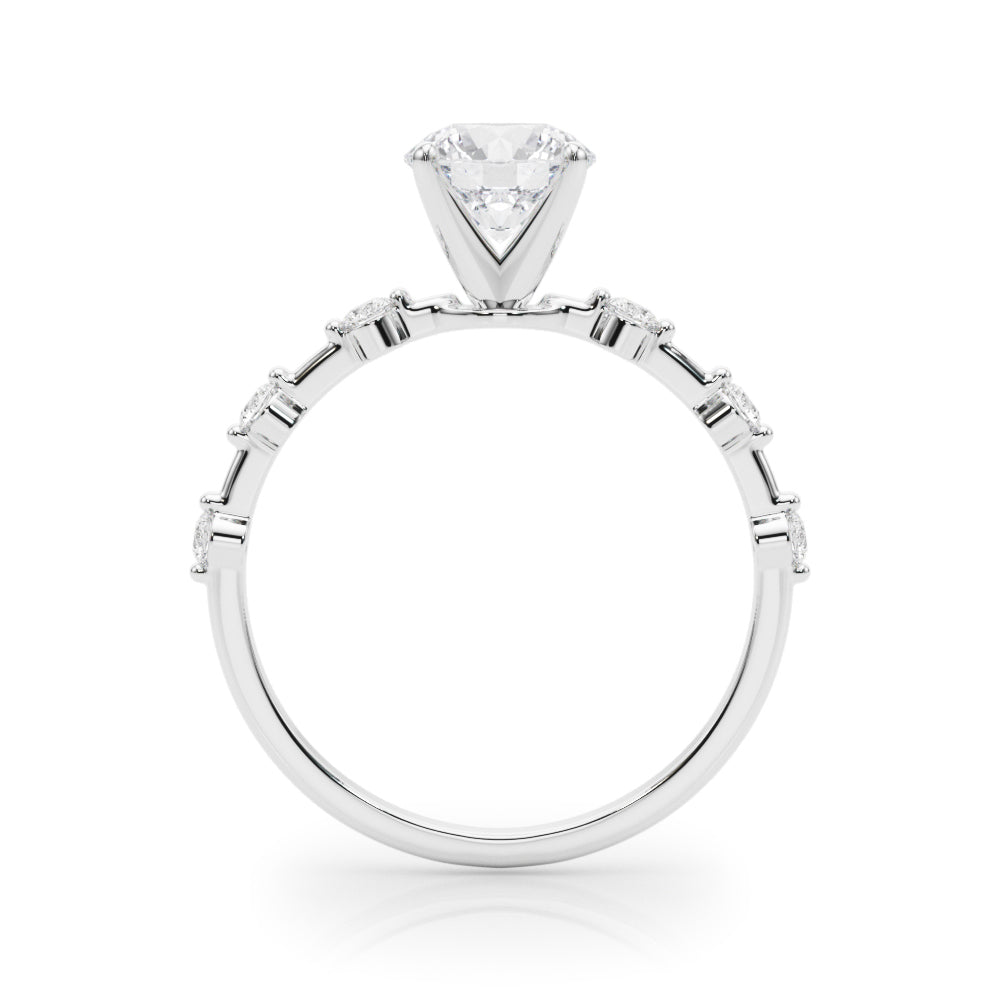 Pearl Feature Thin Side Stone Engagement Ring