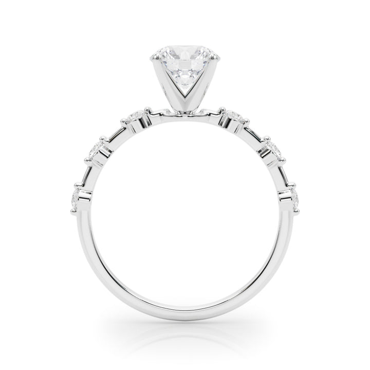 Pearl Feature Thin Side Stone Engagement Ring