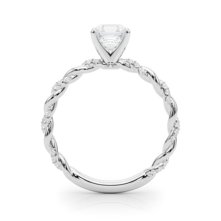 Kalista Twisted Single Pave Engagement Ring in Round White Gold