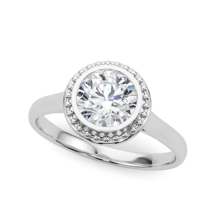 Grabial Bezel Engagement Ring in Round White Gold
