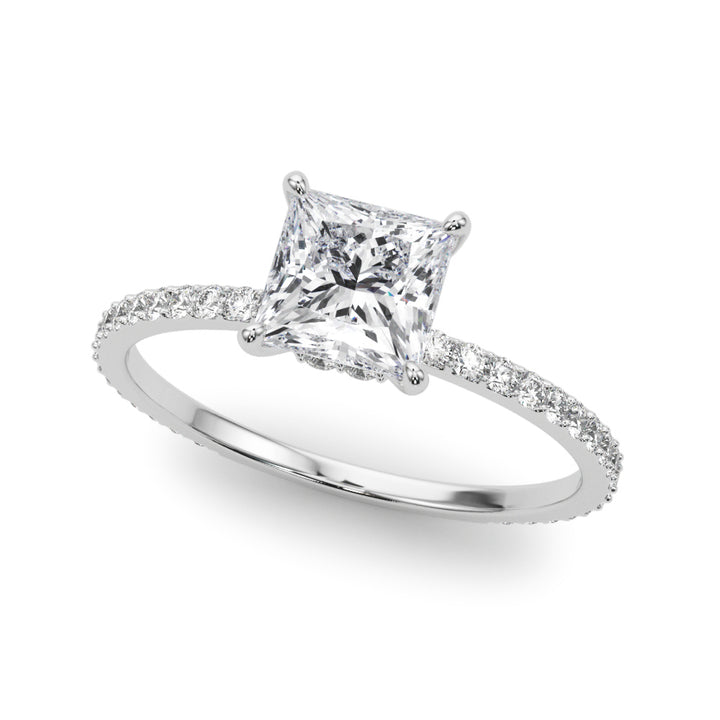 Lucy Hidden Halo Engagement Ring in Princess White Gold