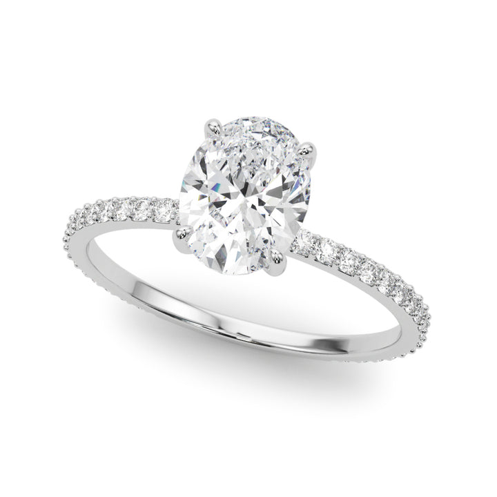 Pesia Hidden Halo Engagement Ring in Oval White Gold