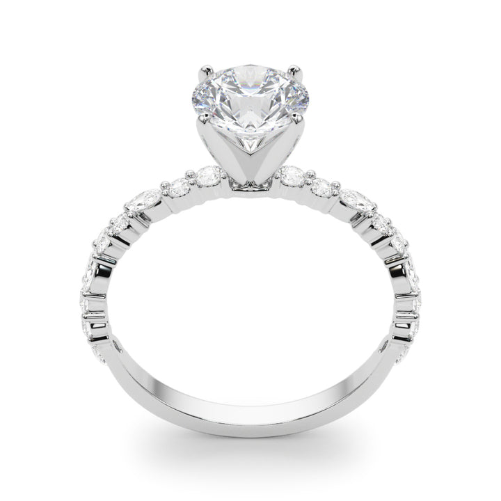 Flea Multi Side Stone Engagement Ring in Round White Gold