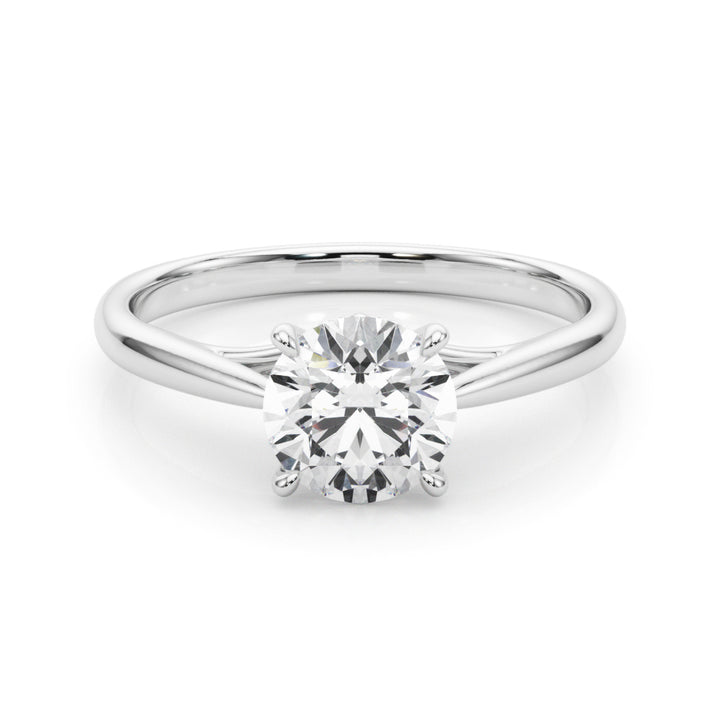 Snap Tapered Shank Solitaire Engagement Ring in Round White Gold