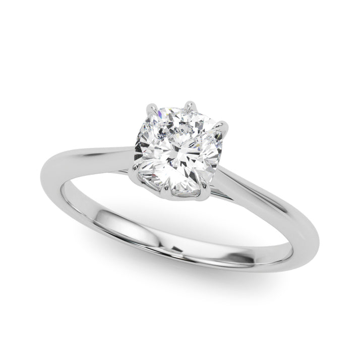 Vana Thin Solitaire Engagement Ring in Cushion White Gold