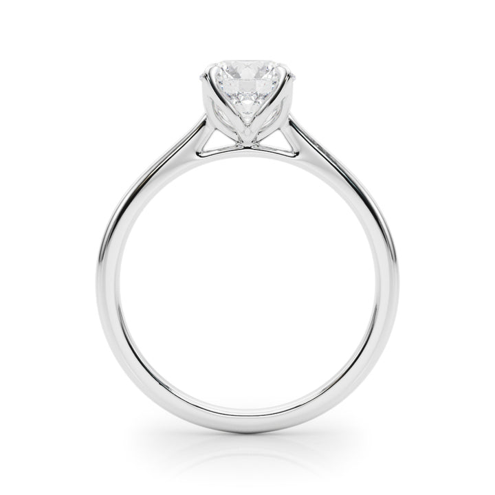 Eva Leaf Solitaire Engagement Ring in Round White Gold