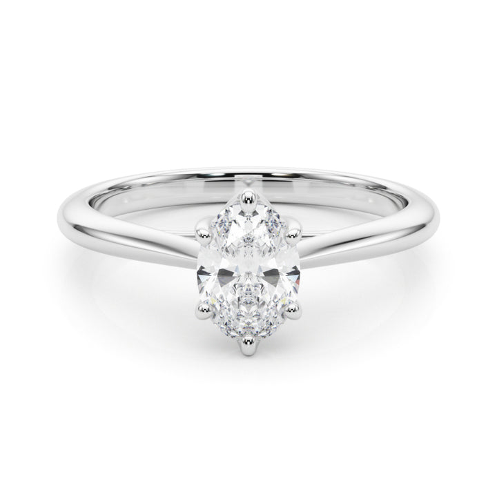 Tammy Six Prong Oval Solitaire Engagement Ring in Oval White Gold
