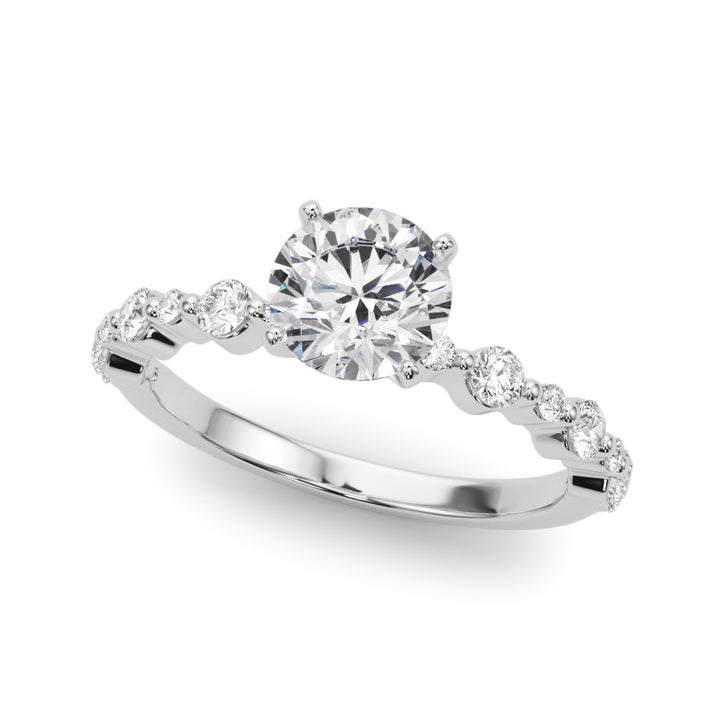 Asus Side Stone Engagement Ring in Round White Gold