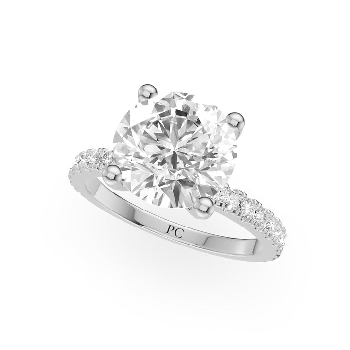 Xaviar Pave Basket Halo Engagement Ring in Round White Gold