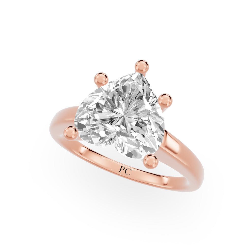 Grandeur Solitaire Engagement Rings in Heart Rose Gold