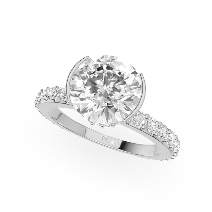 Harry Bezel Pave Engagement Ring