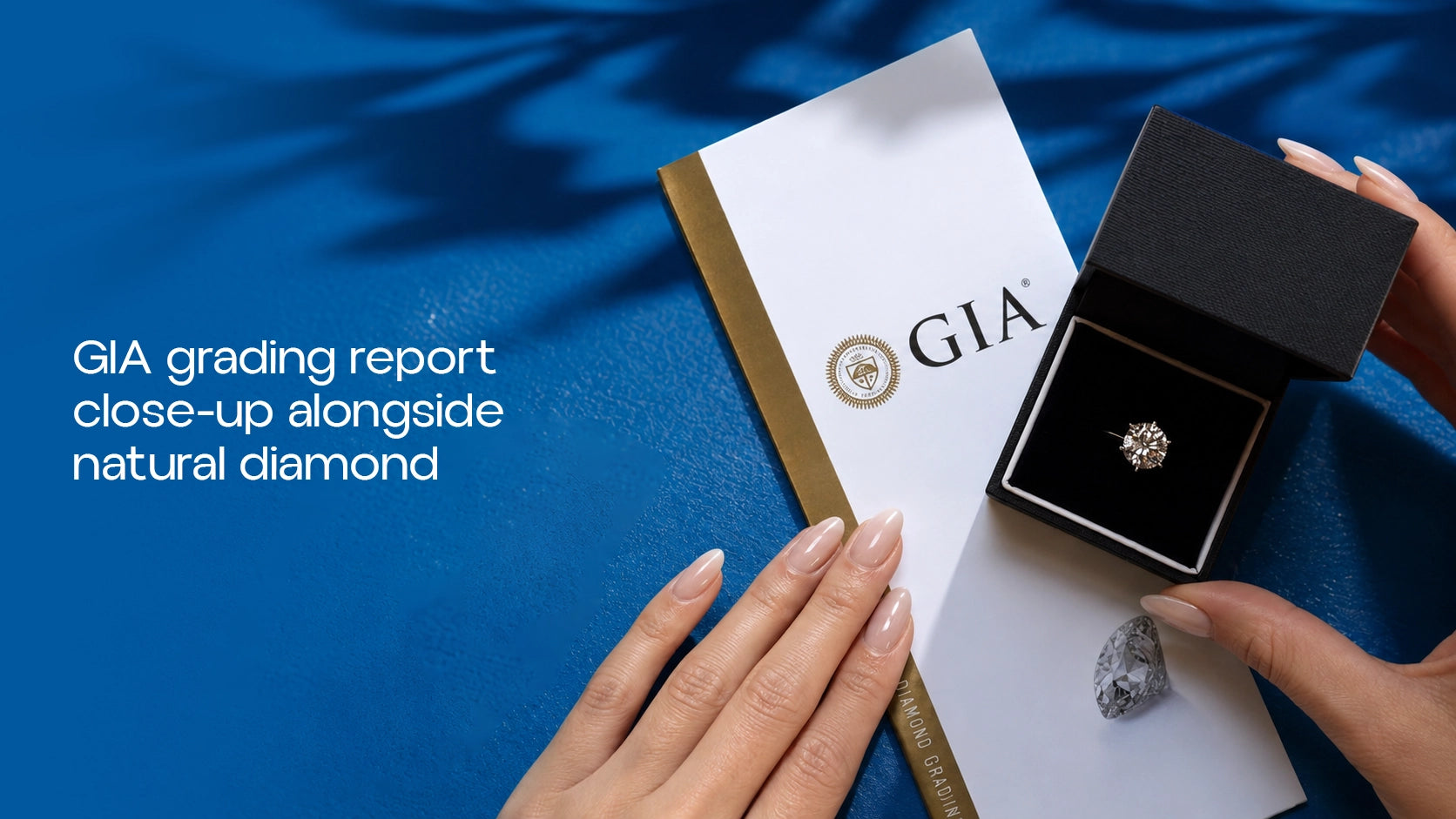 GIA grading report close-up alongside natural diamond