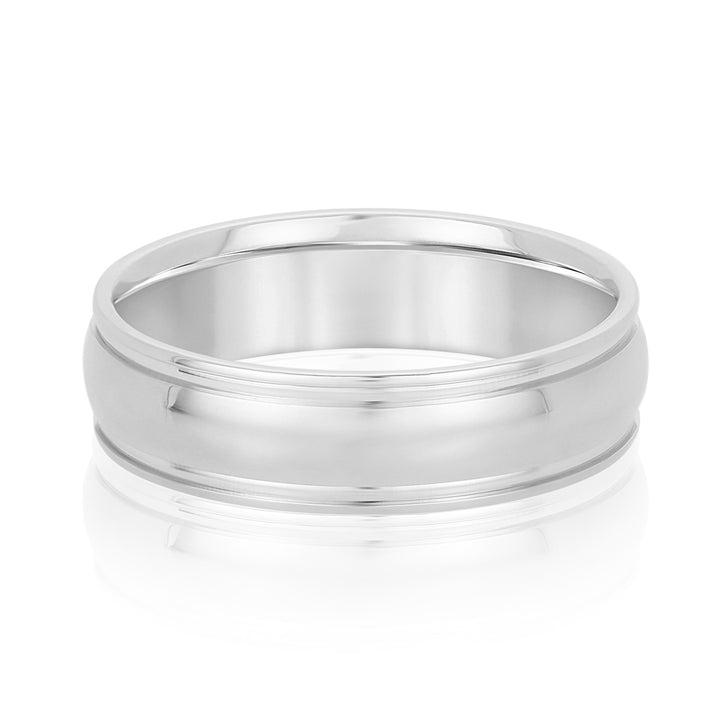 Oliver 6mm Mens Band in 10K White Gold