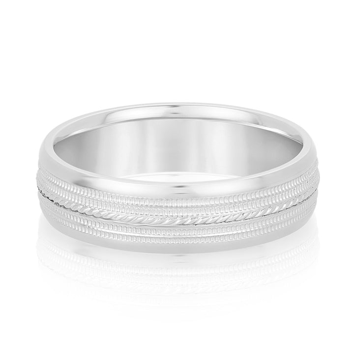 Jack 6mm Mens Band in 10K White Gold