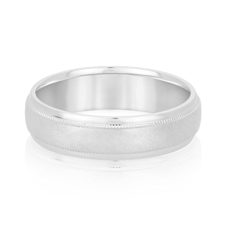 William 6mm Mens Band in 10K White Gold