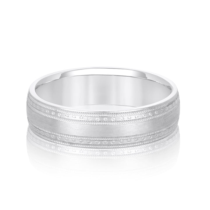 Leo 6mm Mens Band in 10K White Gold