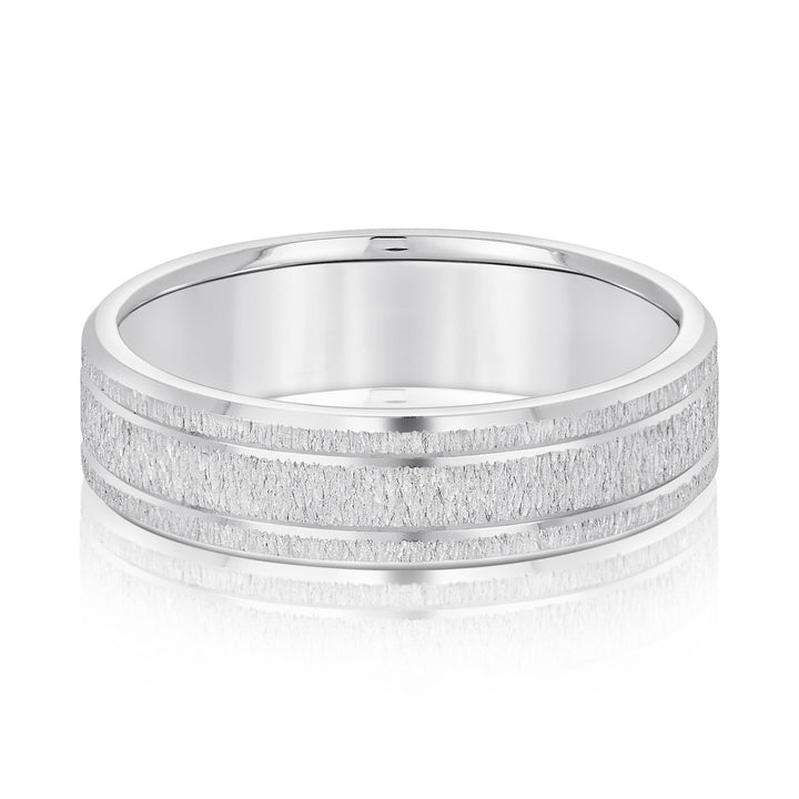 Lucas 6mm Mens Band in 10K White Gold