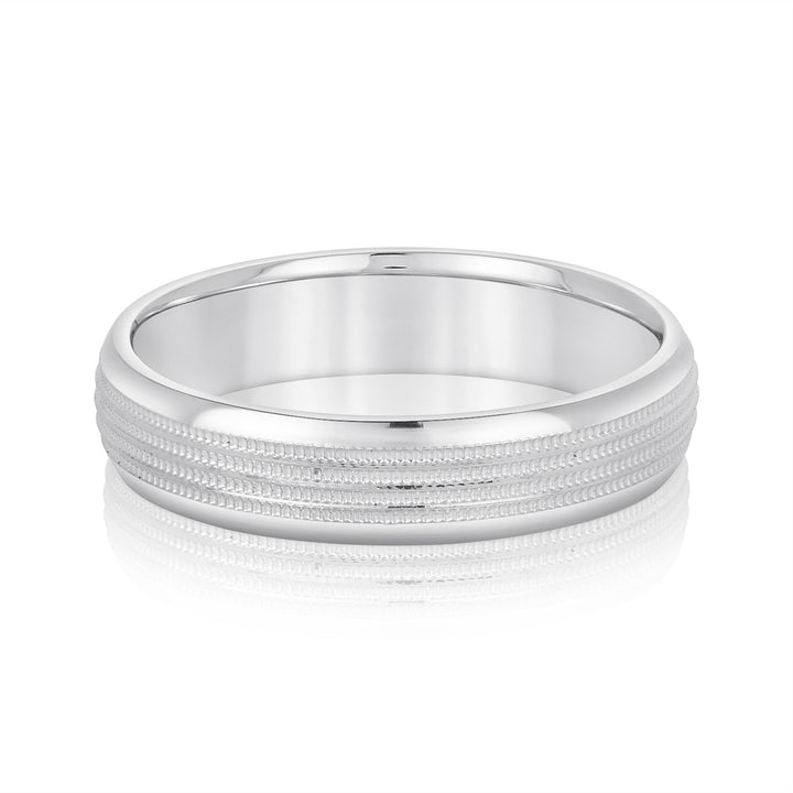 James 6mm Mens Band in 10K White Gold